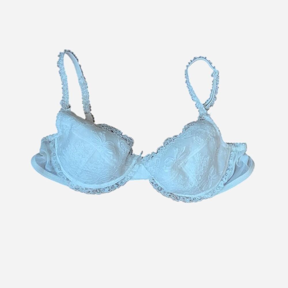 Vintage Style White Lace Underwire Demi Bra • Coquette Fairycore Balconette